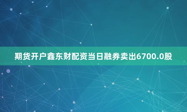 期货开户鑫东财配资当日融券卖出6700.0股